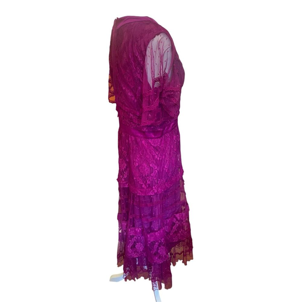 Temperley London Florence Short Sleeve Midi Dress in Purple Size 6 MSRP: $950 - Picture 9 of 10